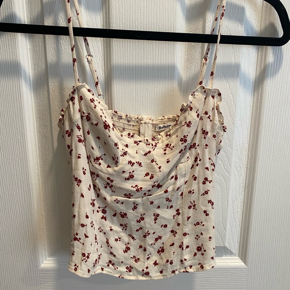 Reformation finch white floral tank sz 2